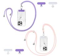 Vauki Cordino per Cellulare Telefono Universale *2 Patch*4,Tracolla Regolabile Collana Collo Catena Laccio per Cellulare e Patch Telefono per Maggior Parte Smartphone IPhone Samsung Xiaomi, Viola+Rosa