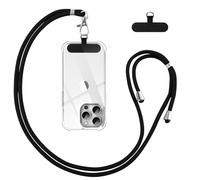 Vauki Cordino per Cellulare Telefono Universale Tracolla Regolabile Collana Collo Nylon Catena Laccio per Cellulare e Patch Telefono per Maggior Parte Smartphone IPhone Samsung Huawei Xiaomi, Nero