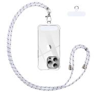 Vauki Cordino per Cellulare Telefono Universale Tracolla Regolabile Collana Collo Nylon Catena Laccio per Cellulare e Patch Telefono per Maggior Parte Smartphone IPhone Samsung Huawei Xiaomi, Bianco