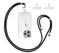 Vauki Cordino per Cellulare Universale con 2 Patch, Tracolla da Collo Nylon Collana Regolabile e Rimovibile, Catena per Maggior Parte Smartphone, Corda per iPhone Samsung Google, Trasparente