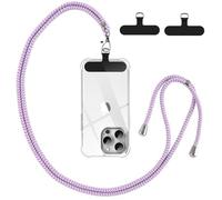 Vauki Cordino per Cellulare Universale con 2 Patch, Tracolla da Collo Nylon Collana Regolabile e Rimovibile, Catena per Maggior Parte Smartphone, Corda per iPhone Samsung Google, Lill Nero