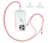 Vauki Cordino per Cellulare Universale con 2 Patch, Tracolla da Collo Nylon Collana Regolabile e Rimovibile, Catena per Maggior Parte Smartphone, Corda per iPhone Samsung Google, Oro ros Trasparente