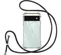 Vauki Cover con Cordino per Google Pixel 6 5G,Custodia on Laccio Collana Tracolla Trasparente Silicone TPU+PC Bumper Back Antigraffio Proteggere Case Corda per Pixel 6 5G
