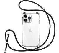 Vauki Cover con Cordino per iPhone 14 pro,Custodia on Laccio Collana Tracolla Trasparente Silicone TPU+PC Bumper Back Antigraffio Proteggere Case Corda per iPhone 14 pro