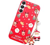 Vauki Cover Natale Rosso per Samsung Galaxy A16/A16 5G 6.7" con Collana Christmas Regalo Cartone Animato Pattern Silicone Morbida TPU Antiurto Custodia con 3D Bambola, Carino Babbo Natalizia Renna