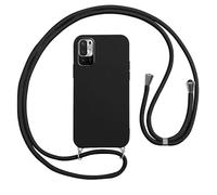 Vauki Cover per Cordino con Collana per Xiaomi Redmi Note 10 5G/Poco M3 Pro 6.5", Custodia Silicone Morbido con Corda, Case Tracolla Antiurto con Necklace Regolabile per Xiaomi Redmi Note 10 5G, Nero