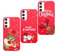 Vauki Natale Cover per Samsung Galaxy A54 5G, 3 Pezzi Rosso Silicone Custodia con Christmas Cervo Cartoon Motivo Case, Natalizia Antiurto in TPU Case per Samsung A54 5G, Renna 124