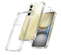 Vauki per Realme 14X 5G / Realme C75 Chiaro Cover con 2 Pezzi Pellicola in Vetro Temperato, Custodia Antiurto Trasparente con Paraurti in TPU, Morbido Sottile Anti Ingiallimento Case