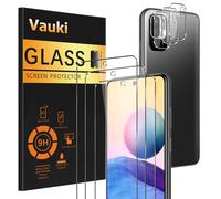 Vauki Set di 3 pellicole proteggi schermo in vetro temperato per Xiaomi Redmi Note 10 4G/10S 4G con fotocamera protezione schermo 3 pezzi, protezione schermo HD, durezza 9H, antigraffio, senza bolle,