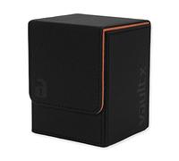 Vault X Scatola Deck Box Rigida per Carte da Gioco, 80+ Carte con Bustine, Materiale Exo-Tec, Contenitore per Carte da Collezione, Coperchio Magnetico, MTG Commander, TCG (Nero/Arancione elettrico)