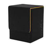 Vault X Scatola Deck Box Rigida per Carte da Gioco, 80+ Carte con Bustine, Materiale Exo-Tec, Contenitore per Carte da Collezione, Coperchio Magnetico, per MTG Commander, TCG (Nero/Giallo elettrico)