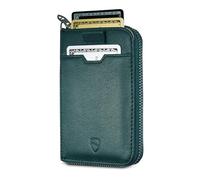 Vaultskin NOTTING HILL - Portafoglio sottile con chiusura a cerniera, con protezione RFID, per carte di credito, contanti, monete (Verde Alpino)