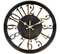 Vaupan Orologio da parete silenzioso senza ticchettio da 30,5 cm, al quarzo, decorazione vintage, con numeri 3D, facile da leggere, per casa e ufficio, scuola rustica (bronzo)