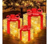 Vautvis 3 Scatole Luminose Natalizie, Regalo Con Decorazione LED, Luci Natalizie per Casa