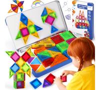 Vautvis Blocchi Magnetici Per Bambini, 53 Pezzi Costruzioni Magnetiche, Giochi Magnetici, Costruzioni Per Bambini 3 4 5 6 7 8 Anni, Regalo Natale Bambino 3-8 Anni