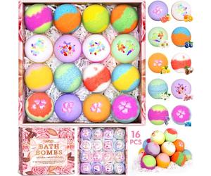 Vautvis Bomba da bagno da donna, set da 16 pezzi, palline per Natale, regalo per il relax