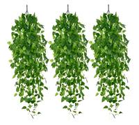 Vautvis Plantas Artificiales Colgantes, 3 Piezas Planta Colgante Hiedra Verde Artificiales, Plantas Artificiales Decorativas, Hojas Verdes Plantas Colgantes Artificiales para Oficina, Jardín, Casa