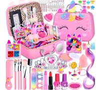Vautvis Trucchi Bambina Set, 32 Pezzi Lavabile Trucchi per Bambina, Anallergici, Set Di Trucchi Per Bambini E Bambine, Valigetta Trucchi Palette Trucchi Bambina Unicorno Bambina Regalo Per Natale
