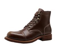 VAVENI Stivali corti Retro degli uomini, stivali da moto, scarpe anti-scivolo alla moda(marrone,38)