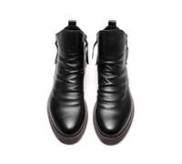 VAVENI Stivali vintage da uomo in pelle, stivali da cavaliere, scarpe da uomo antiscivolo con doppia zip, 38-48(nero,44)