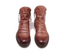 VAVENI Stivali vintage da uomo in pelle, stivali da cavaliere, scarpe da uomo antiscivolo con doppia zip, 38-48(marrone,39)