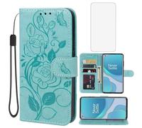 Vavies Custodia a portafoglio per OnePlus 8T 5G, OnePlus 8T+ 5G KB2000 custodia a portafoglio con pellicola protettiva in vetro temperato, fiore in pelle con porta carte di credito supporto per