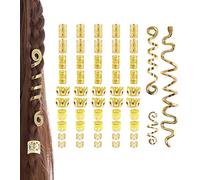 Vavious Pirate Jewelry - Set di 50 polsini per capelli dorati da donna, squisiti gioielli per trecce, dreadlock, Halloween, pirata, metallo, fermagli intrecciati per capelli, anelli, decorazione