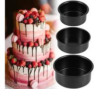 VAVPUP 3 tortine set di padella 4,5/6,5/8,4 pollici in acciaio in acciaio con rivestimenti antiaderenti tettoni rotonda tettoni torte profonde scatole da forno rotonde da forno rettilinea e padell