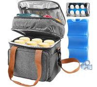 VAVPUP Borsa termica per latte materno con lavagnetta refrigerante per 6 biberon fino a 600 ml, impermeabile isolata con tracolla, borsa per biberon a doppio strato, portatile per picnic all'aperto