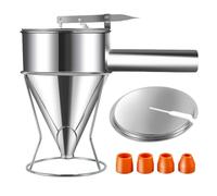VAVPUP Distributore di pasta in acciaio inox, dispenser per torte da 1,21 l, con capacità, imbuto versatile con supporto per pancake, cupcake, waffle