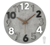 VAVPUP orologio da parete senza ticchettio, 30 cm, moderno orologio da parete in legno, con 1 gancio, funzionamento a batteria, per ufficio, casa, cucina, camera da letto, soggiorno (grigio)