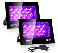 VAYALT 2 Pezzi 100W Luce Nera UV, IP66 Impermeabile Luce UV, 395-405nm Potente Faro UV, Faretto UV LED per Festa Glow, Bar, Acquario, Natale, Decorazione di Halloween, Pittura, Effetti Fluorescenti