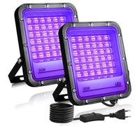 VAYALT 2 Pezzi 50W Luce Nera UV, IP65 Impermeabile Luce UV, 395nm Potente Faro UV, Faretto UV LED per Festa Glow, Bar, Acquario, Natale, Decorazione di Halloween, Pittura, Effetti Fluorescenti