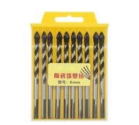 VAYEODEYU 10 punte da trapano elicoidali triangolari in acciaio ad alta velocità da 8 mm for piastrelle in ceramica, legno, pareti, mattoni