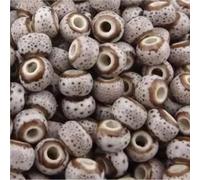VAYEODEYU 100 perline distanziatrici rotonde in ceramica con foro da 6 mm multicolore fai da te(Gray white)