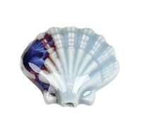 VAYEODEYU 4 perline in ceramica a forma di conchiglia, multicolore, foro da 2 mm, resistenza agli urti(Blue)
