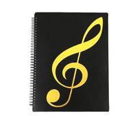 VAYEODEYU Cartella portadocumenti musicale multicolore, formato A4, con rilegatura a spirale, 40 pagine, organizer for documenti(Black)
