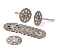 VAYEODEYU Disco da taglio, Disco abrasivo in metallo rivestito diamantato da 10 pezzi con 2 mandrini da 3 mm, argento, 25 mm