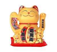VAYEODEYU Gatto che saluta, gatto fortunato, gatto cinese Feng Shui in porcellana dorata, con braccio mobile, in ceramica, Maneki Neko che saluta, statuetta per casa e ufficio (2, L)