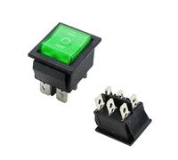 VAYEODEYU Interruttore di trasferimento. Interruttore a bilanciere KCD4 On-Off-On 3 posizioni 6 pin con luce 16a 250vac 20a 125vac multicolore(Green on Off on)