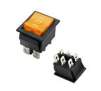 VAYEODEYU Interruttore di trasferimento. Interruttore a bilanciere KCD4 On-Off-On 3 posizioni 6 pin con luce 16a 250vac 20a 125vac multicolore(Yellow on Off on)