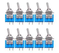 VAYEODEYU Interruttore di trasferimento. Interruttore a levetta 2 pin SPST ON-OFF 6A 125V 2 posizioni Confezione da 10