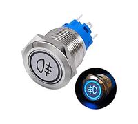 VAYEODEYU Interruttore di trasferimento. Interruttore a pulsante for fendinebbia auto 12V LED blu a scatto 1NO 1NC foro di montaggio 16mm IP65 argento