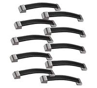 VAYEODEYU Maniglia in pelle con viti for armadio camera da letto cucina nera multi dimensioni 3/6/10 pezzi(10pcs,Hole distance160mm)