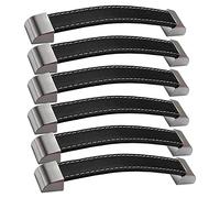VAYEODEYU Maniglia in pelle con viti for armadio camera da letto cucina nera multi dimensioni 3/6/10 pezzi(6pcs,Hole distance160mm)