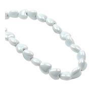 VAYEODEYU Perline in ceramica lucida a forma di cuore, foro da 1,5 mm, smalto fantasia, 20 pezzi, multicolore, 10-12 mm(Ivory white,10mm)