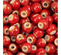 VAYEODEYU Perline rotonde in ceramica e porcellana, con foro da 2,5 mm, multicolori, dimensioni multiple, 100 pezzi(Red,8mm)