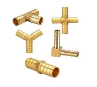 VAYEODEYU Raccordo per Tubo da Giardino in Ottone, Confezione da 2 raccordi for Tubi in Ottone Dorato for Tubi da 6-12 mm for Olio, Acqua e Gas(2 Way,OD 6 MM)