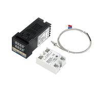 VAYEODEYU Regolatore di temperatura, Kit regolatore di temperatura PID REX-C100 con termocoppia tipo K, relè SSR e dissipatore di calore in alluminio, confezione da 4(Dn Berm-1 D4840-al)