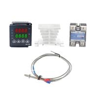 VAYEODEYU Regolatore di temperatura, Regolatore di temperatura R8-100 con ingresso multiplo K/J/S/Pt100 SSR/uscita relè con sonda M6 da 1 m(Set 3 K)